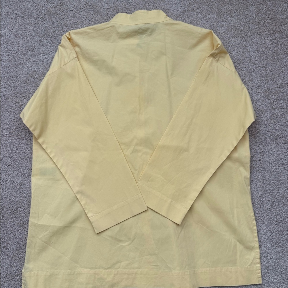 Eileen Fisher Cotton Pastel Yellow Button Shirt Cropped Wide Leg Pants SET XS - Picture 4 of 8